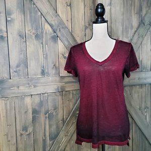 Rock & Republic Dark Red Heathered V-Neck Tee